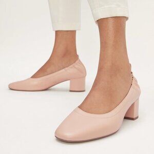 Everlane The Day Heel Shoes Pale Pink Nude Leather Size 8.5 Made in Italy Era!